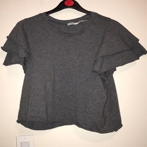 Urban outfitters crop top ruffle sleeve